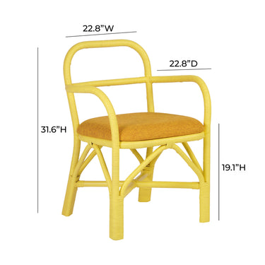 TOV Ginny Rattan Dining Chair Yellow
