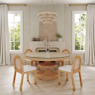 TOV Amara Natural Rattan and Performance Fabric Arched Back Dining Chair Natural