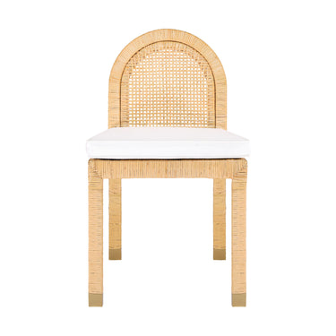 TOV Amara Natural Rattan and Performance Fabric Arched Back Dining Chair Natural