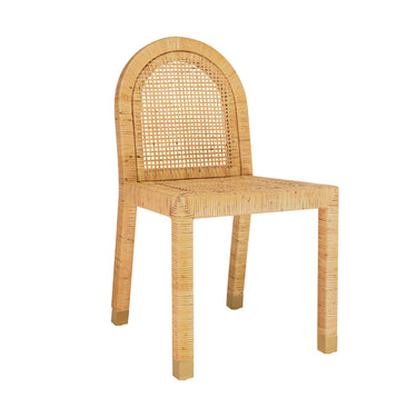TOV Amara Natural Rattan and Performance Fabric Arched Back Dining Chair Natural