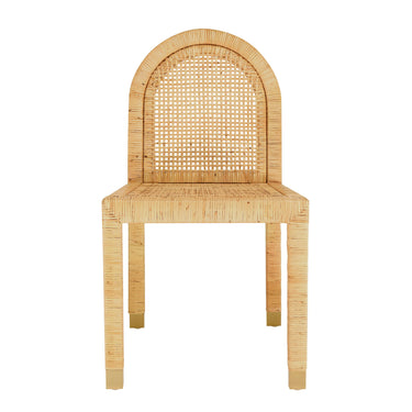TOV Amara Natural Rattan and Performance Fabric Arched Back Dining Chair Natural