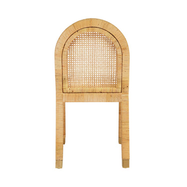 TOV Amara Natural Rattan and Performance Fabric Arched Back Dining Chair Natural