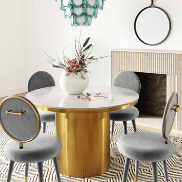 TOV Kylie Performance Velvet Dining Chair Light Grey
