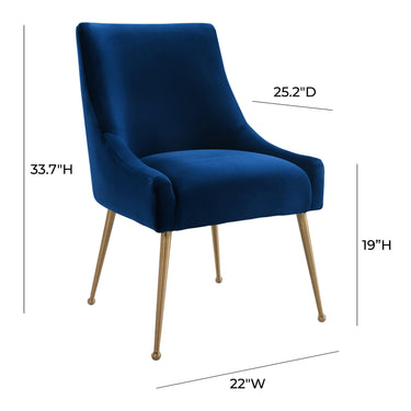 TOV Beatrix Performance Velvet Dining Chair Navy