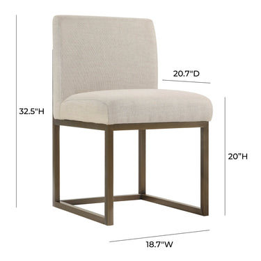 TOV Haute Beige Linen Chair in Brass Beige