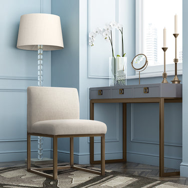 TOV Haute Beige Linen Chair in Brass Beige