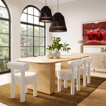 TOV Akiba 96" Natural Ash &amp; Rattan Rectangular Dining Table Natural