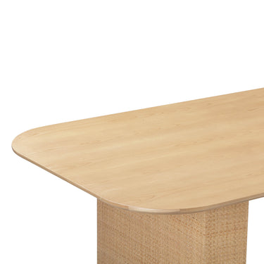 TOV Akiba 96" Natural Ash &amp; Rattan Rectangular Dining Table Natural