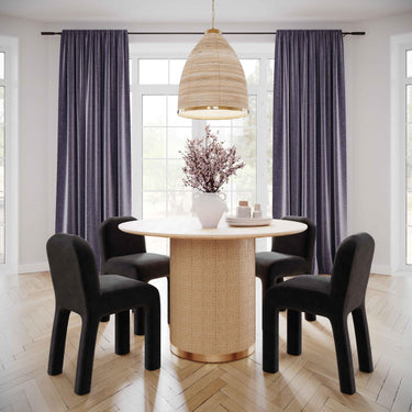 TOV Akiba 47" Natural Ash &amp; Rattan Round Dining Table Natural