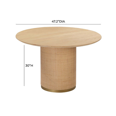 TOV Akiba 47" Natural Ash &amp; Rattan Round Dining Table Natural