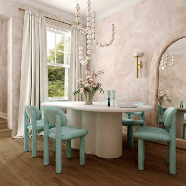 TOV Elise Performance Velvet Dining Chair Light Blue