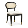 TOV Cosette Black Dining Chair in Cream Performance Linen Black, Cream