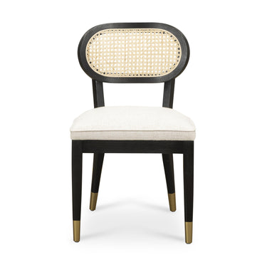 TOV Cosette Black Dining Chair in Cream Performance Linen Black, Cream