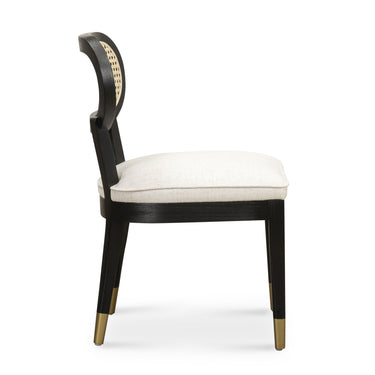 TOV Cosette Black Dining Chair in Cream Performance Linen Black, Cream