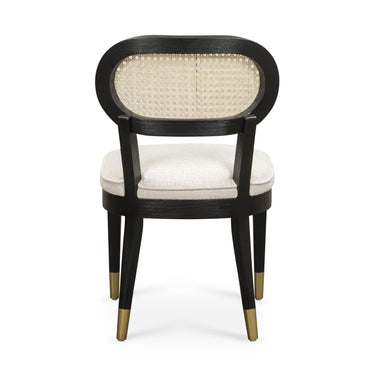 TOV Cosette Black Dining Chair in Cream Performance Linen Black, Cream