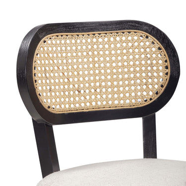 TOV Cosette Black Dining Chair in Cream Performance Linen Black, Cream