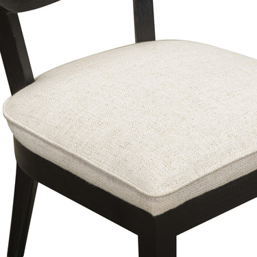 TOV Cosette Black Dining Chair in Cream Performance Linen Black, Cream