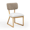 TOV Bobbie Cream Performance Vegan Leather and Grey Vegan Shearling Dining Chair Cream, Grey