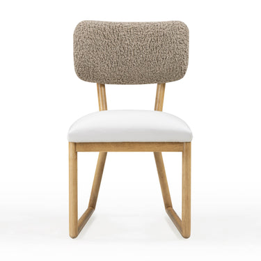 TOV Bobbie Cream Performance Vegan Leather and Grey Vegan Shearling Dining Chair Cream, Grey
