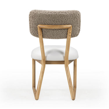 TOV Bobbie Cream Performance Vegan Leather and Grey Vegan Shearling Dining Chair Cream, Grey