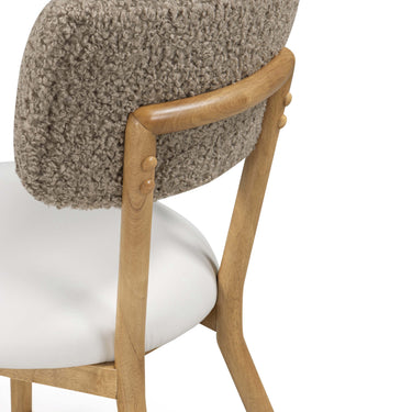 TOV Bobbie Cream Performance Vegan Leather and Grey Vegan Shearling Dining Chair Cream, Grey