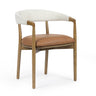 TOV Vina Cognac Performance Vegan Leather and Cream Textured Weave Dining Chair Cognac, Cream