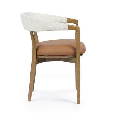 TOV Vina Cognac Performance Vegan Leather and Cream Textured Weave Dining Chair Cognac, Cream