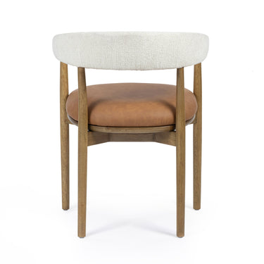 TOV Vina Cognac Performance Vegan Leather and Cream Textured Weave Dining Chair Cognac, Cream