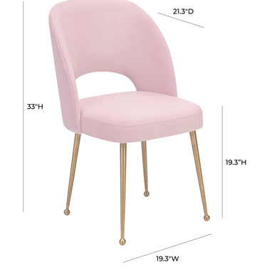 TOV Swell Performance Velvet Dining Chair Blush