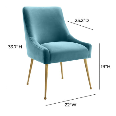TOV Beatrix Performance Velvet Dining Chair Sea Blue