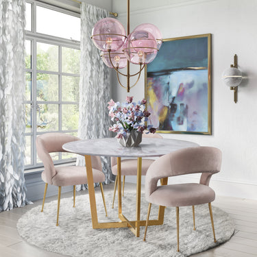 TOV Rocco Performance Velvet Dining Chair Blush