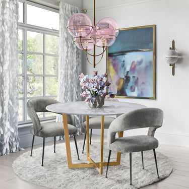 TOV Rocco Performance Velvet Dining Chair Light Grey