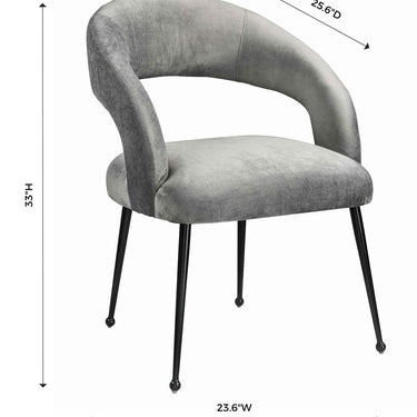 TOV Rocco Performance Velvet Dining Chair Light Grey