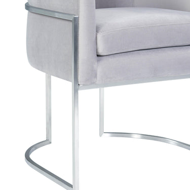 TOV Giselle Performance Velvet Dining Chair with Silver Base Grey - ON FINAL SALE