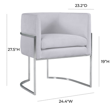 TOV Giselle Performance Velvet Dining Chair with Silver Base Grey - ON FINAL SALE