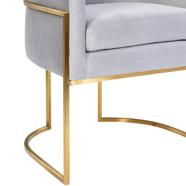 TOV Giselle Performance Velvet Dining Chair with Gold Base Grey - ON FINAL SALE