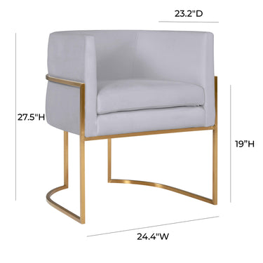 TOV Giselle Performance Velvet Dining Chair with Gold Base Grey - ON FINAL SALE