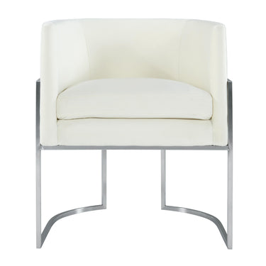 TOV Giselle Performance Velvet Dining Chair with Silver Base Cream