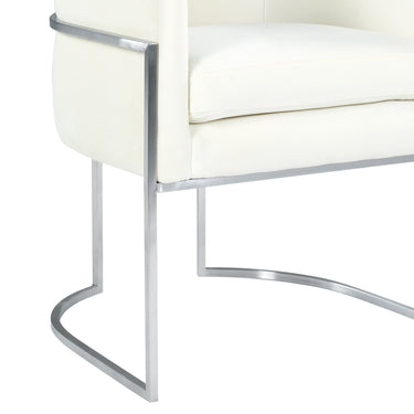 TOV Giselle Performance Velvet Dining Chair with Silver Base Cream