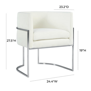 TOV Giselle Performance Velvet Dining Chair with Silver Base Cream