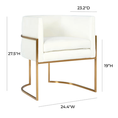 TOV Giselle Performance Velvet Dining Chair with Gold Base Cream