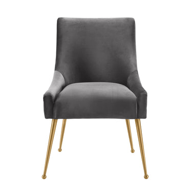 TOV Beatrix Pleated Performance Velvet Dining Chair Grey