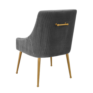TOV Beatrix Pleated Performance Velvet Dining Chair Grey