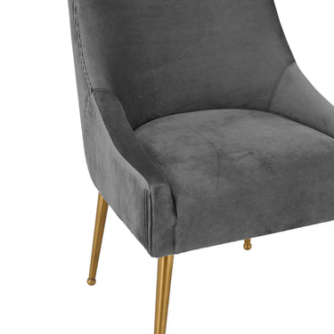 TOV Beatrix Pleated Performance Velvet Dining Chair Grey