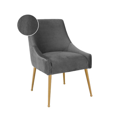 TOV Beatrix Pleated Performance Velvet Dining Chair Grey