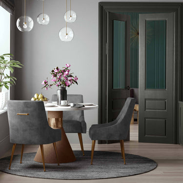 TOV Beatrix Pleated Performance Velvet Dining Chair Grey
