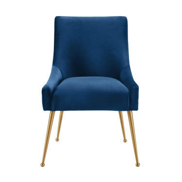 TOV Beatrix Pleated Performance Velvet Dining Chair Navy