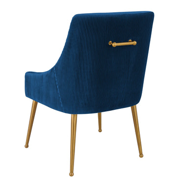 TOV Beatrix Pleated Performance Velvet Dining Chair Navy
