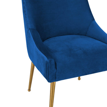 TOV Beatrix Pleated Performance Velvet Dining Chair Navy