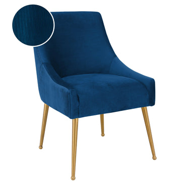 TOV Beatrix Pleated Performance Velvet Dining Chair Navy